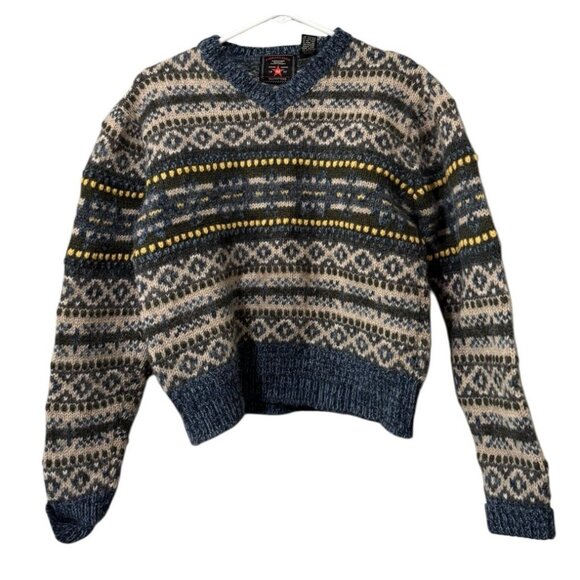 American Eagle Women Size Medium Fair Isle Nordic 100% Wool Long Sleeve Winter - Picture 1 of 10